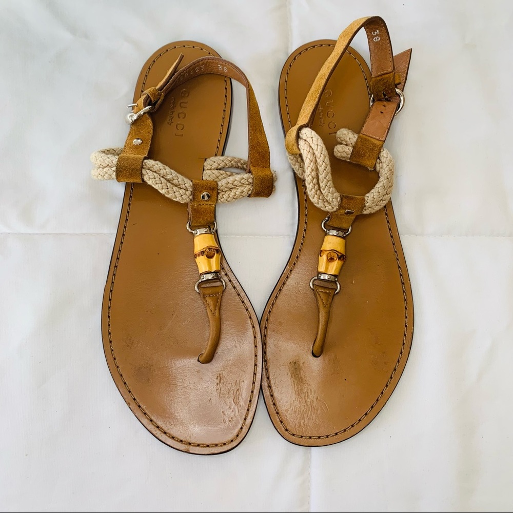 Gucci Brown Rope Thong Sandals Size 38